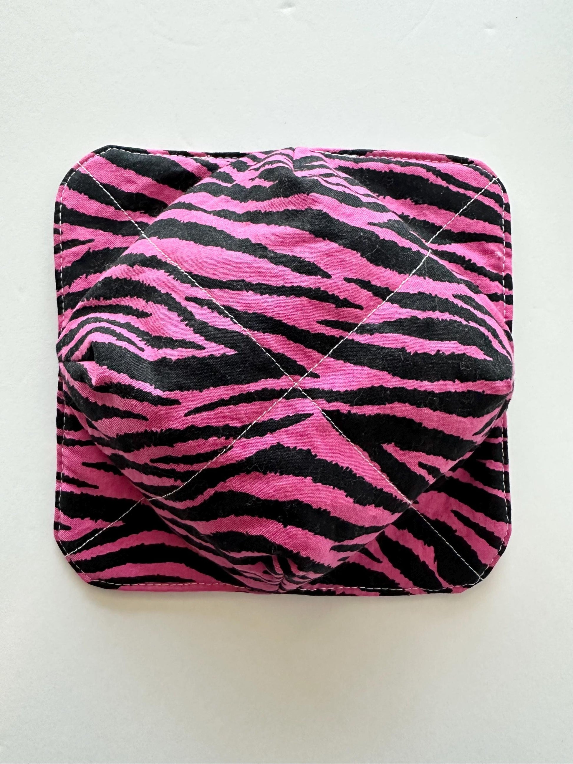Fuchsia Pink & Black Zebra Stripe Bowl Cozy | Handmade Hot Bowl Holder | Kitchen Accessory