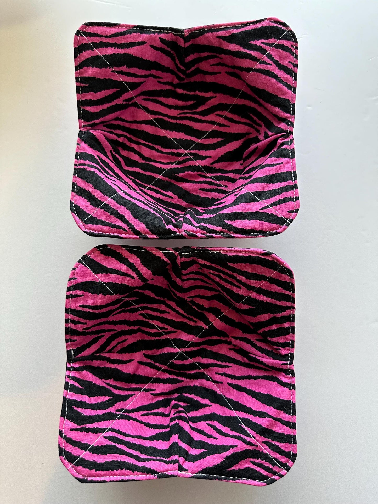 Fuchsia Pink & Black Zebra Stripe Bowl Cozy | Handmade Hot Bowl Holder | Kitchen Accessory