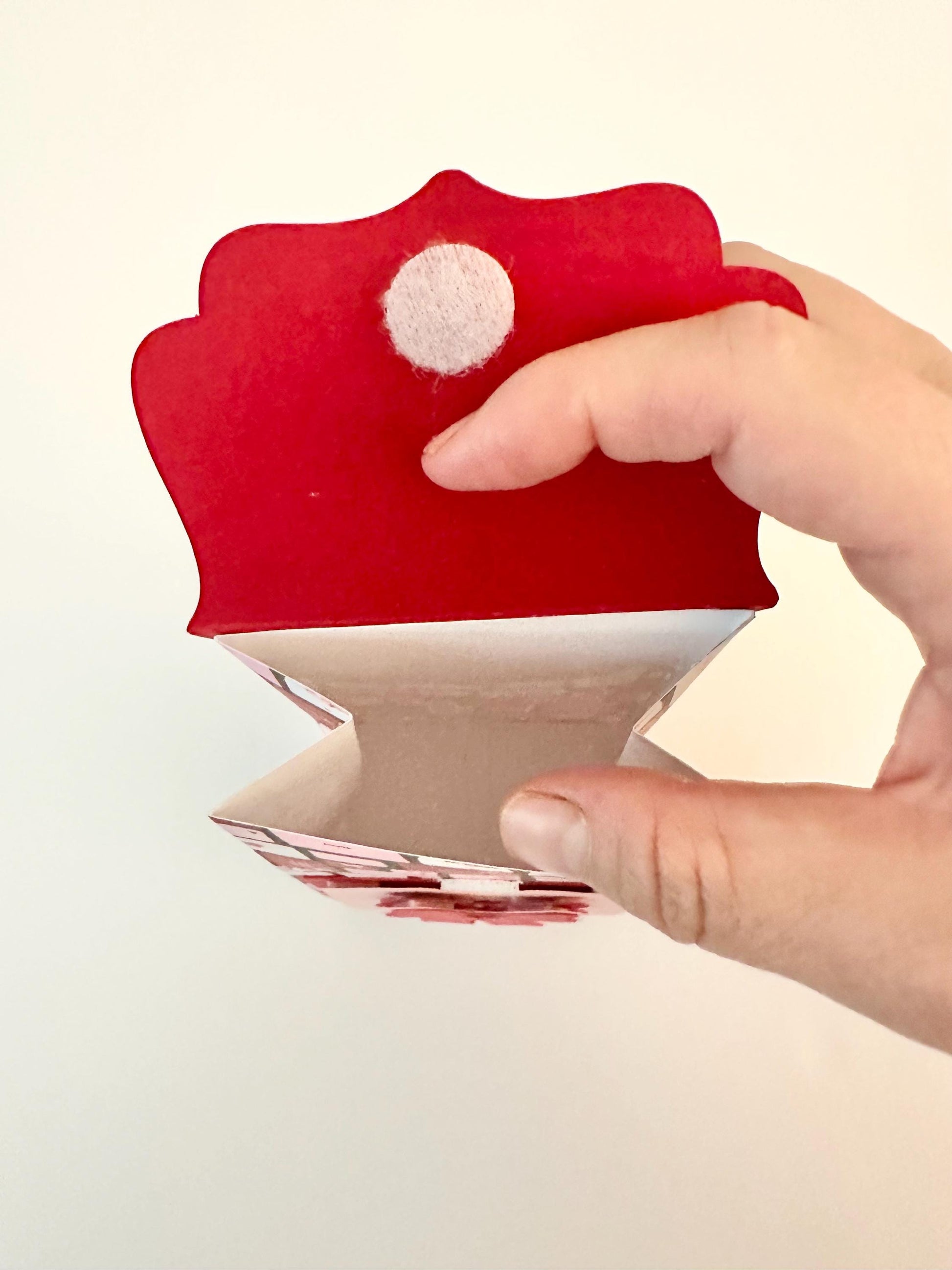 3D Paper Backpack Gift Box - Handmade Cardstock Favor Bag with Bow and Ribbon Straps - Pink & Red Envelope Print - Cute Stationery Holder