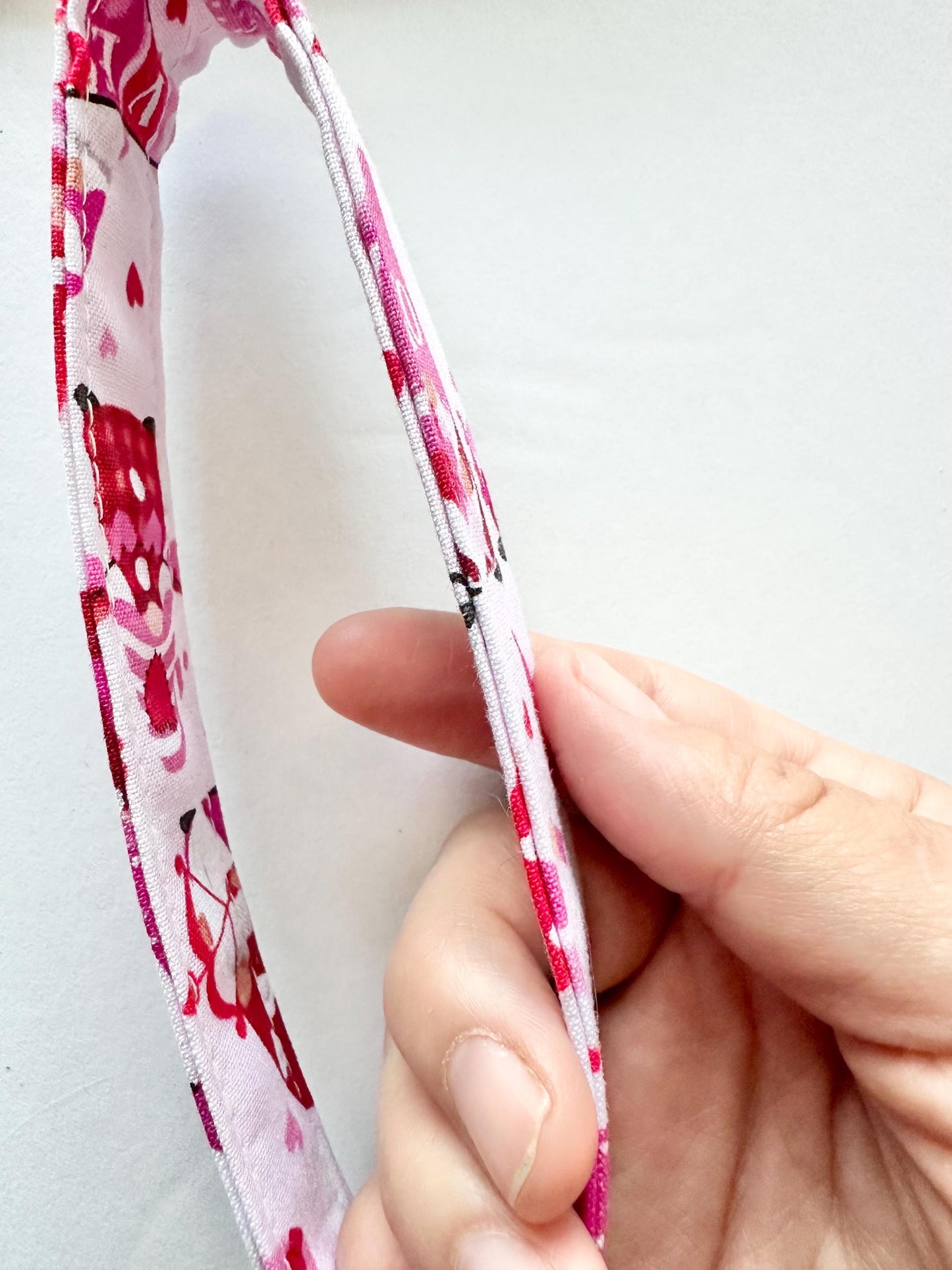 Valentine Gnome Keychain Key Fob | Pink Red White Fabric Wristlet | Handmade Valentine Gift | Cute Gnome Keychain