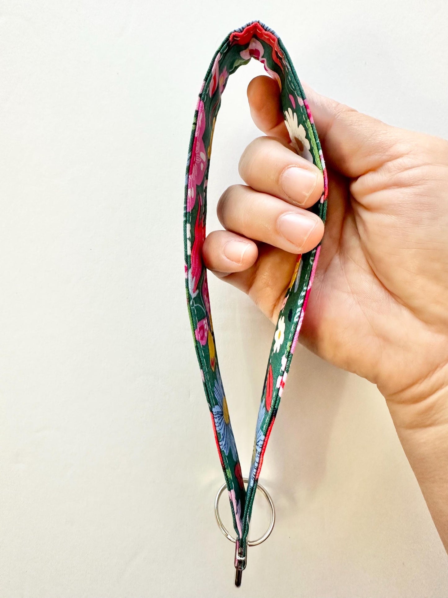 Forest Mushroom Fabric Key Fob Keychain | Green Nature Wristlet Keychain | Handmade Key Fob with Key Ring | Woodland Accessory