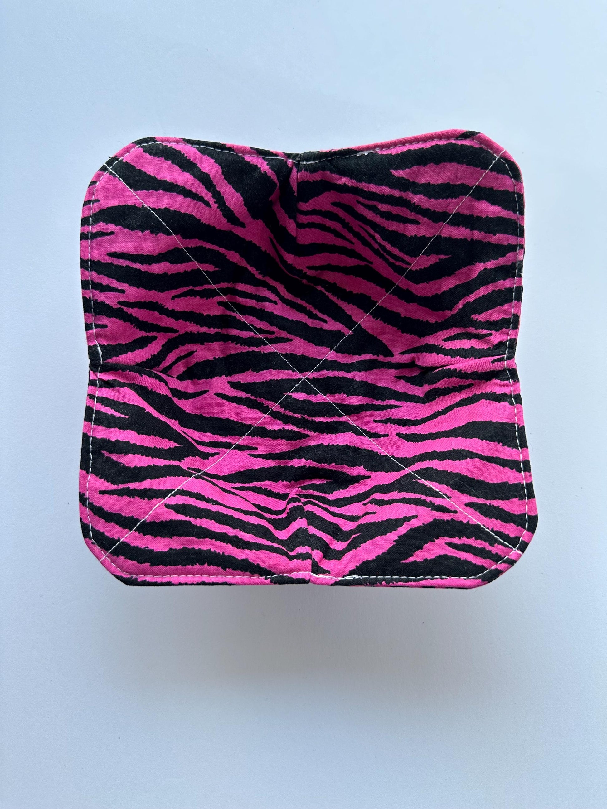 Fuchsia Pink & Black Zebra Stripe Bowl Cozy | Handmade Hot Bowl Holder | Kitchen Accessory