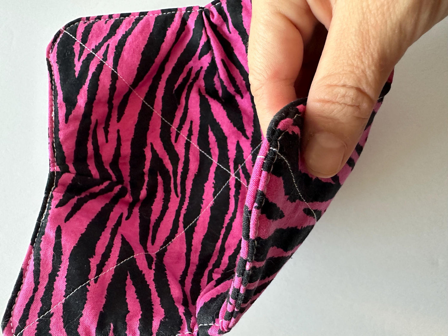 Fuchsia Pink & Black Zebra Stripe Bowl Cozy | Handmade Hot Bowl Holder | Kitchen Accessory