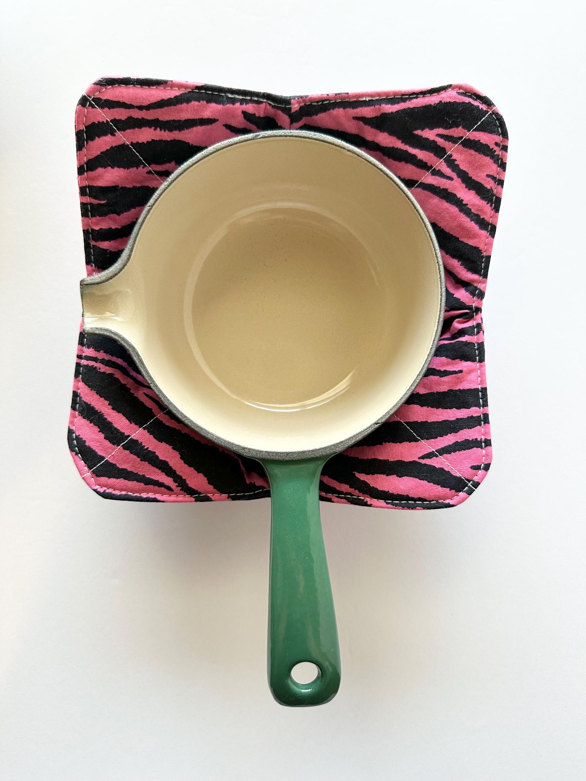 Fuchsia Pink & Black Zebra Stripe Bowl Cozy | Handmade Hot Bowl Holder | Kitchen Accessory