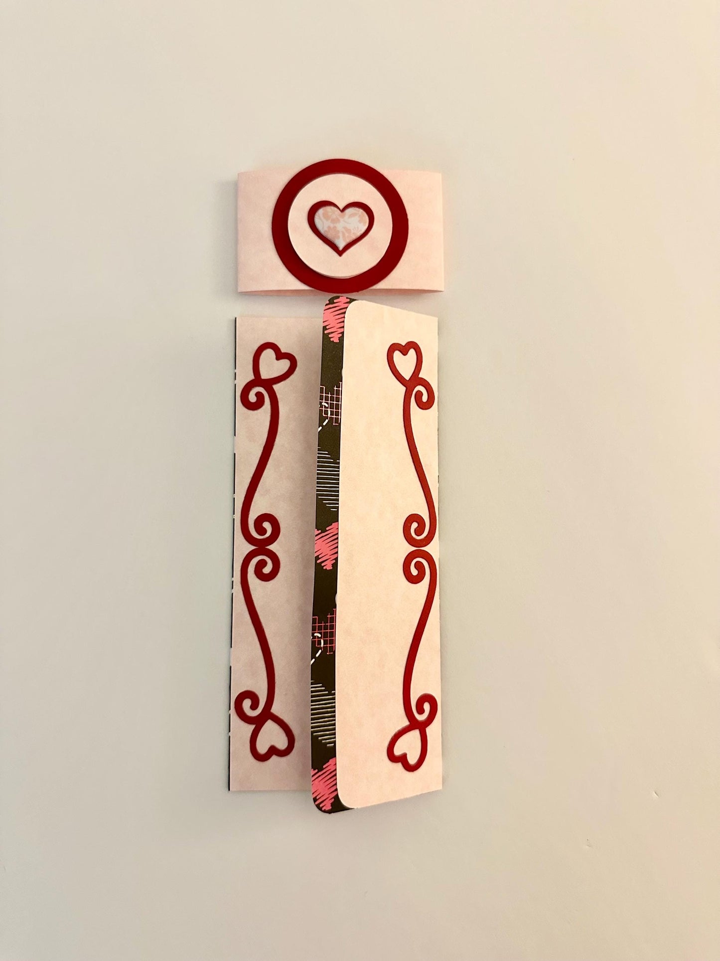 Handmade Valentine Gift Envelope | Pink, Red & White Hearts on Black Background | Cash and Gift Card Holder