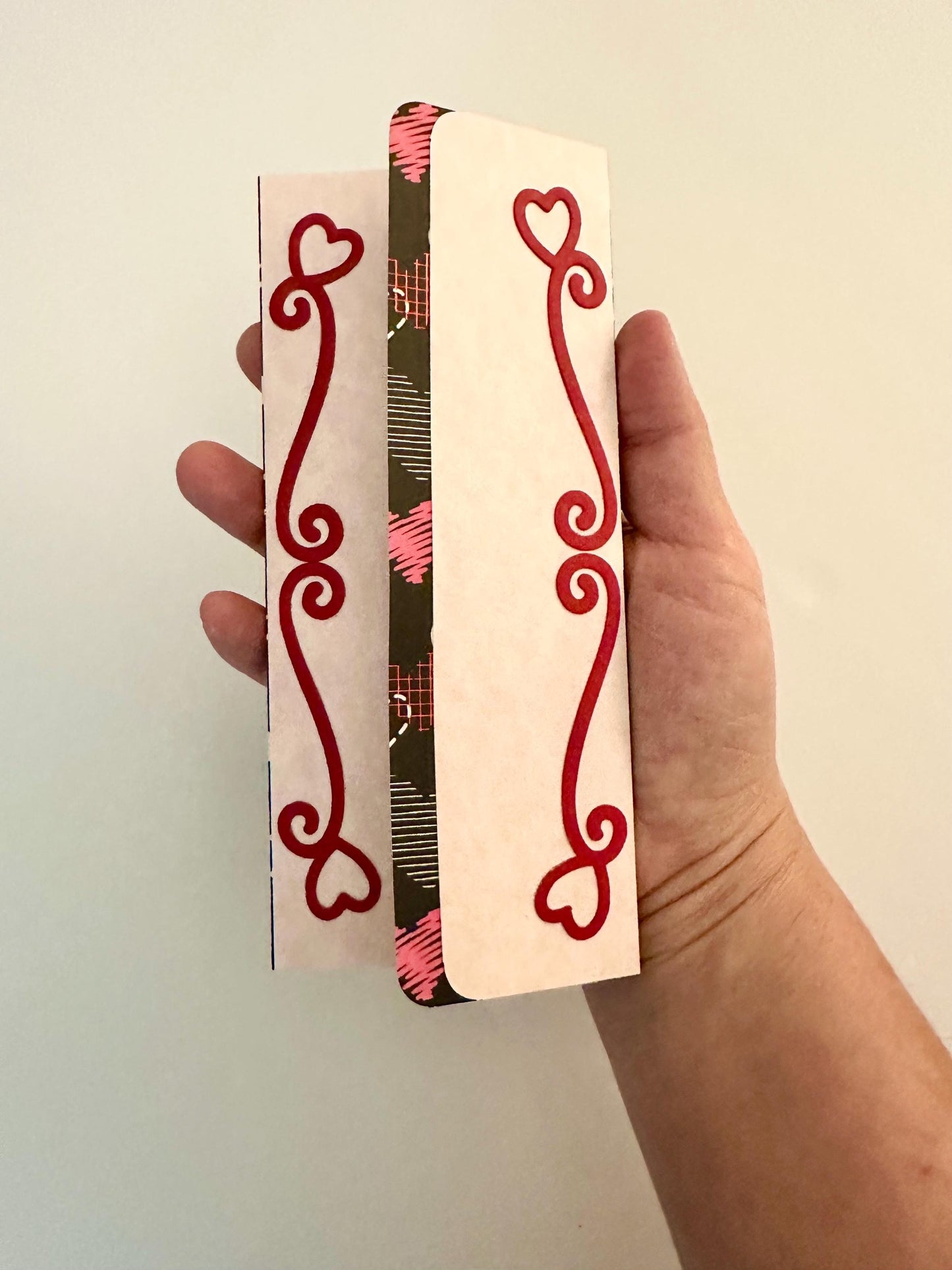 Handmade Valentine Gift Envelope | Pink, Red & White Hearts on Black Background | Cash and Gift Card Holder