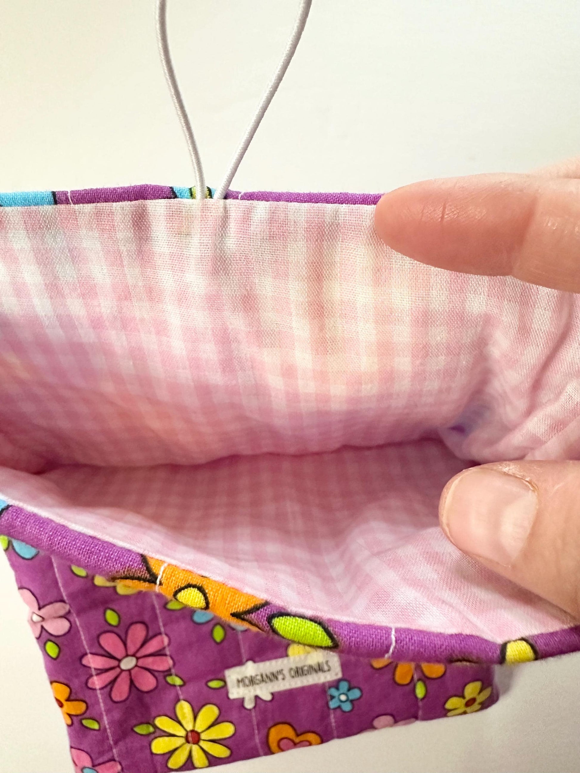 Retro Purple Floral and Hearts Book Sleeve 6x9 Quilted Mini Pouch Travel Organizer Journal Case Devotional Holder Handmade Gift