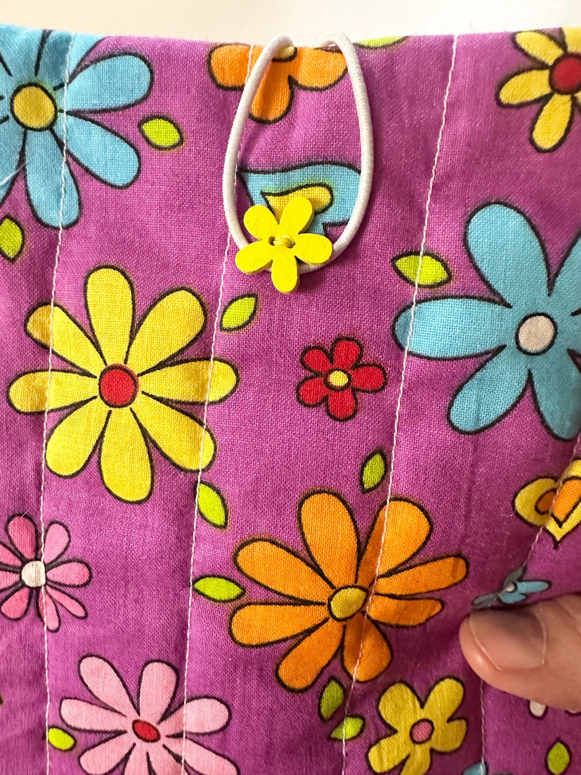 Retro Purple Floral and Hearts Book Sleeve 6x9 Quilted Mini Pouch Travel Organizer Journal Case Devotional Holder Handmade Gift