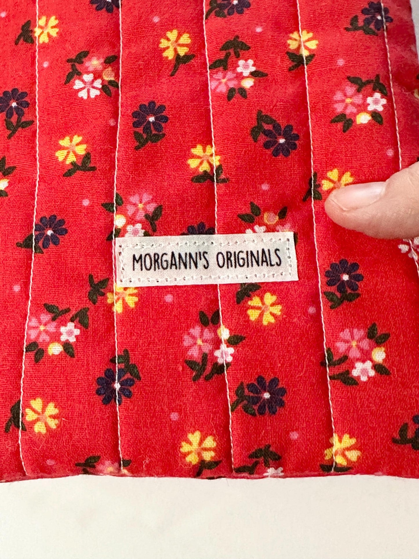 Mini Quilted Pouch with Button Closure – Small Floral Book Sleeve 5x7, Travel Size Organizer, Lined Fabric Mini Case