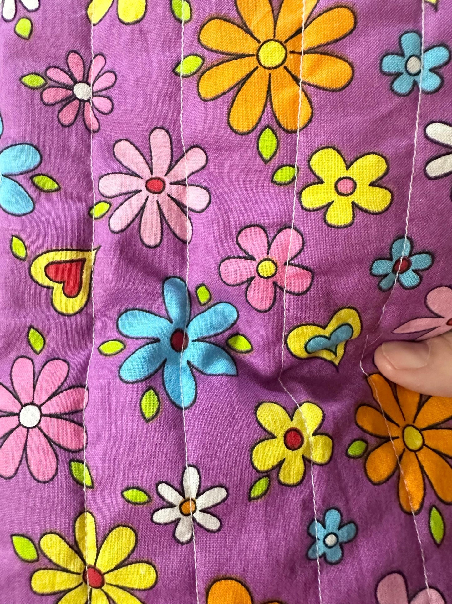 Retro Purple Floral and Hearts Book Sleeve 6x9 Quilted Mini Pouch Travel Organizer Journal Case Devotional Holder Handmade Gift